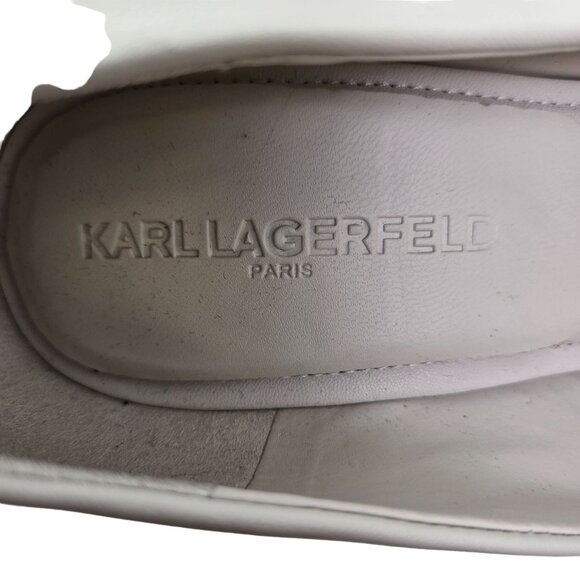 NWT/NWOB Karl Lagerfeld Leather Shivani Chain & Pear Embellished Heels Size 9 - Picture 4 of 9